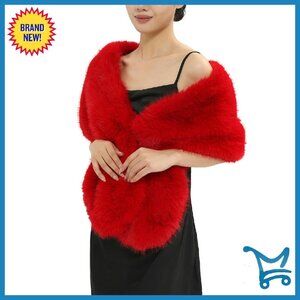 Luxury Faux Fur Shawl Scarf 64" Winter Wrap for Women